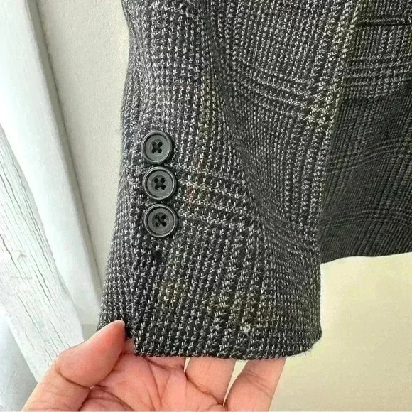 OSCAR DE LA RENTA Mens Grey Checkered Coat Suit Blazer 42L 100% Wool - Picture 8 of 11